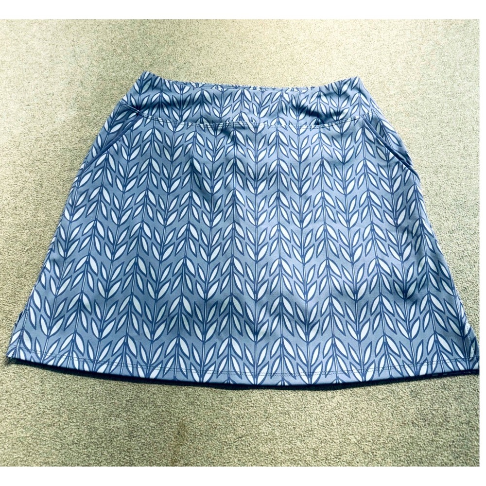 Sigrid Olsen Golf Tennis Skort Womens S Blue Leaf Print Built In Shorts Pockets